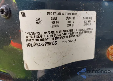 2002 Saturn L-Series Lw300 z USA, uszkodzony, nr VIN 1G8JW84R72Y531382